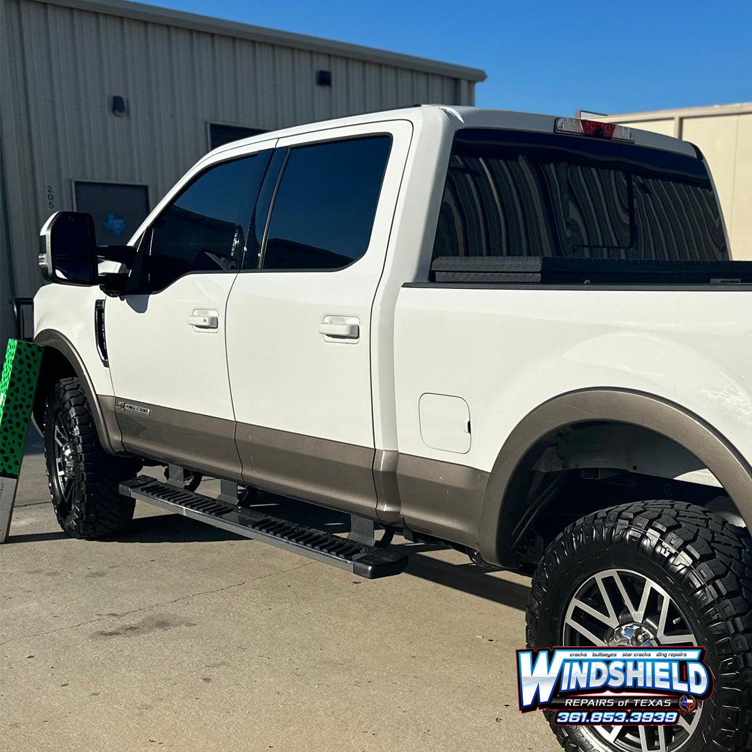 Ceramic IR Pro Series Automotive Window Film roll shown in varying tint levels from 5% to 75%, highlighting smooth finish and available widths from 20 to 60 inches