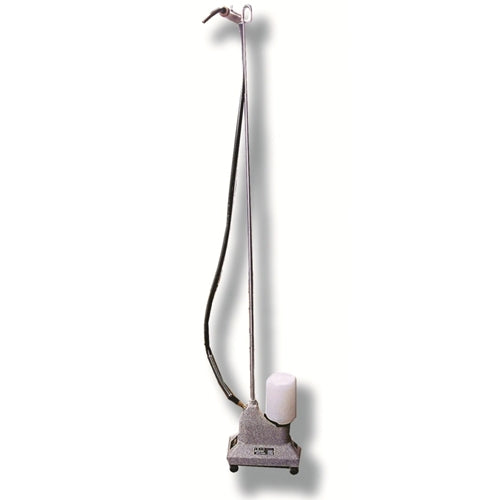 A JIFFY J2W steam cleaner with a solid die case aluminum base and a plastic 1 gallon water bottle.