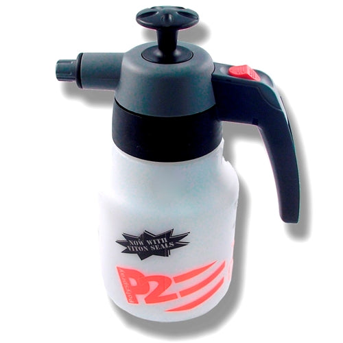 A white HOZELOCK 2 PINT POLYSPRAY P2 pump sprayer with black and red accents, including the brand logo in red on the side.