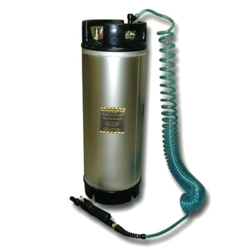 5-gallon pressurized sprayer with coiled hose and spray nozzle for vinyl film and car wrap installation.