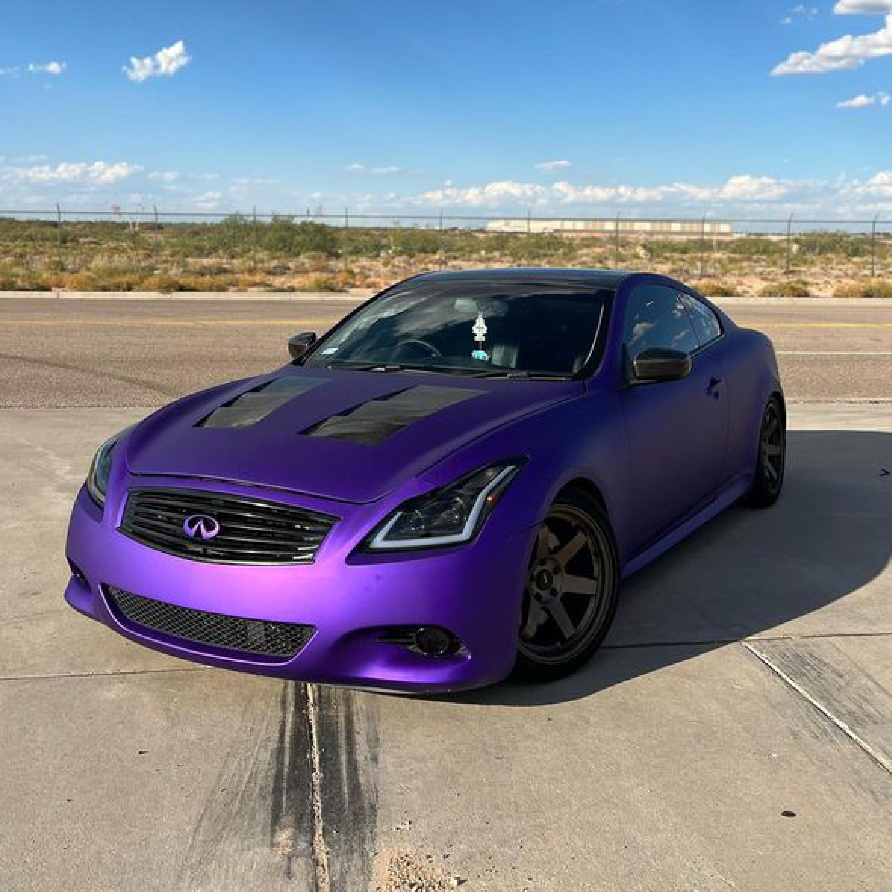 Satin Passion Purple Aluminum Vinyl Car Wrap applied to vehicle, showcasing vibrant purple color with smooth satin finish and metallic aluminum texture