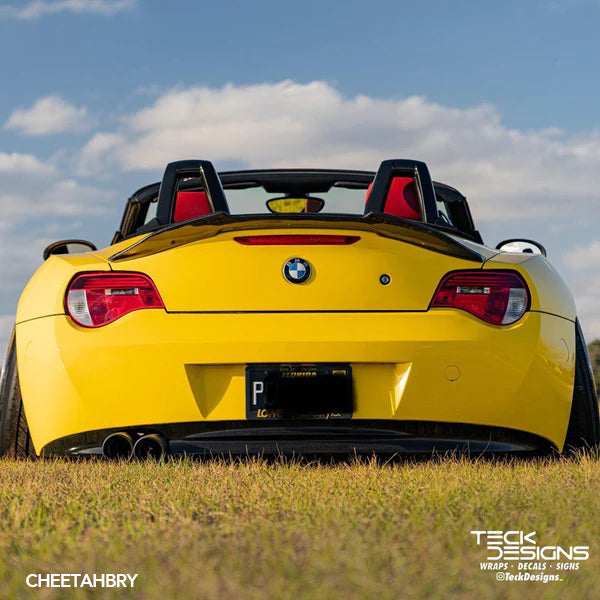 Gloss Bright Yellow Vinyl Car Wrap applied to vehicle, showcasing bold yellow color with a smooth high-gloss finish and reflective surface
