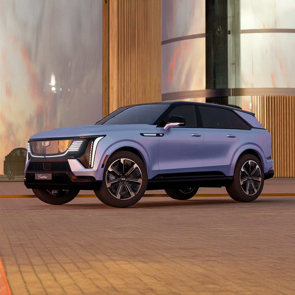 Luxury SUV parked in front of a modern building