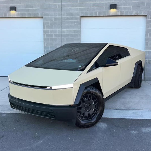 Matte Sandstorm Vinyl Car Wrap in a smooth beige finish, shown partially unrolled with soft, non-reflective texture for vehicle wrapping.  
