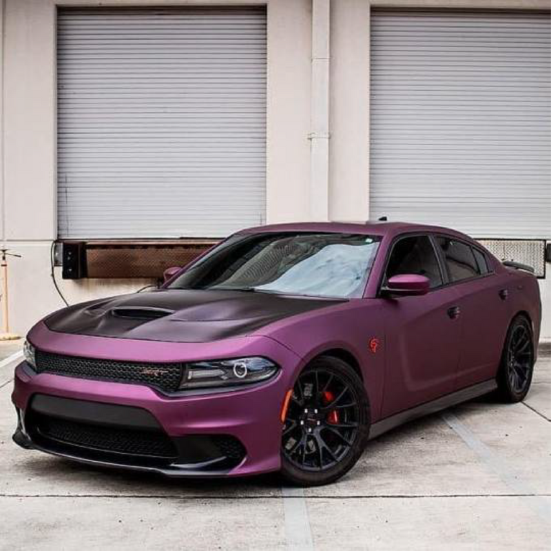 Satin Black Rose Aluminum Vinyl Car Wrap applied to vehicle, showing deep black color with subtle rose undertones and a smooth satin aluminum finish