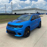 Satin Blue Aluminum Vinyl Car Wrap applied to vehicle, showcasing metallic blue tone with smooth satin finish and modern aluminum texture