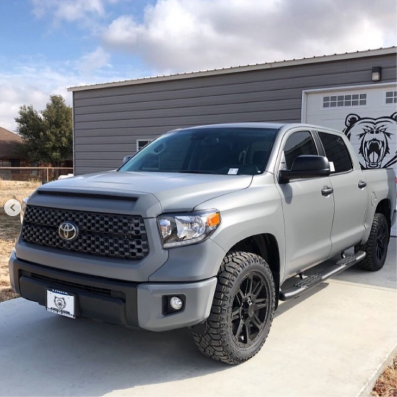 Satin Nardo Gray Vinyl Car Wrap applied to vehicle, showcasing smooth satin finish and signature Nardo gray color with clean, modern styling