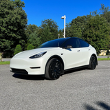 Satin Pearl White Vinyl Car Wrap applied to vehicle, showcasing smooth satin finish with subtle pearlescent shimmer and clean white tone