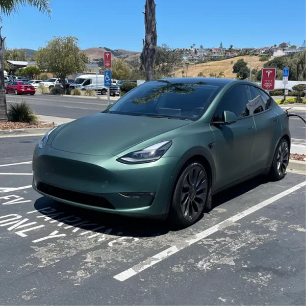 Satin Pine Green Metallic Vinyl Car Wrap – 60 inch roll featuring smooth satin finish with deep pine green color and subtle metallic sheen