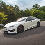 Satin White Vinyl Car Wrap applied to vehicle, featuring a smooth satin finish with clean white color and refined, low-gloss appearance