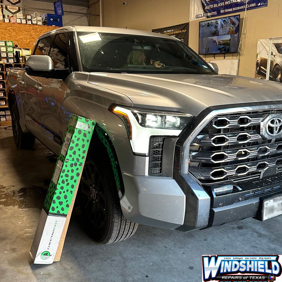 Ceramic IR Pro Series Automotive Window Film roll shown in varying tint levels from 5% to 75%, highlighting smooth finish and available widths from 20 to 60 inches