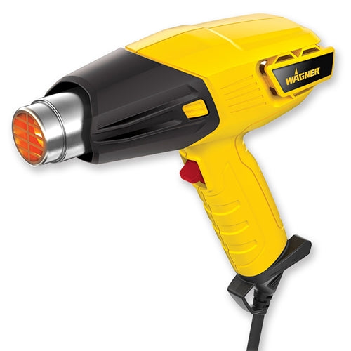 A yellow and black Wagner FURNO 300 heat gun with a power cord, showing the nozzle end and the handle.